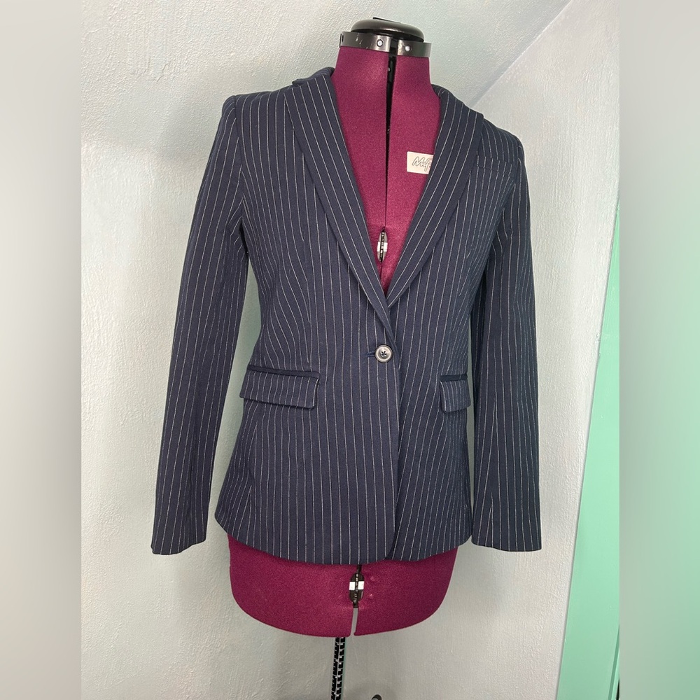 Women's Navy Pinstripe Blazer Banana Republic